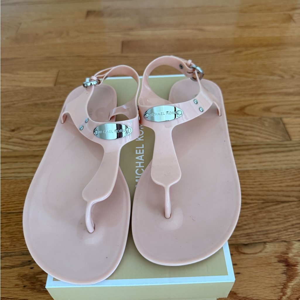 Michael Kors Pink Jelly Sandals With Silver Accents